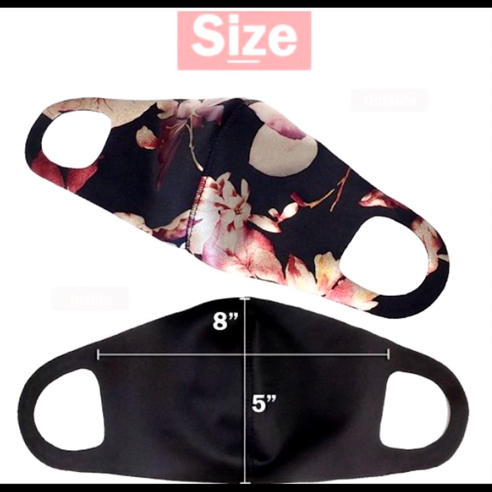 ‼️ Black Floral Fashion Protective Face Mask - Picture 3 of 3